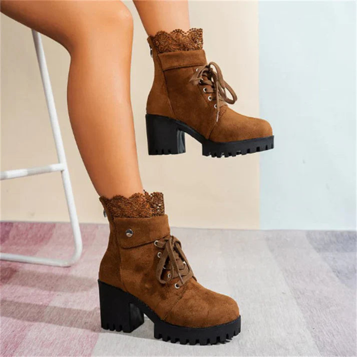 Tania - Lace-Up Chunky-Heel Ankle Boots
