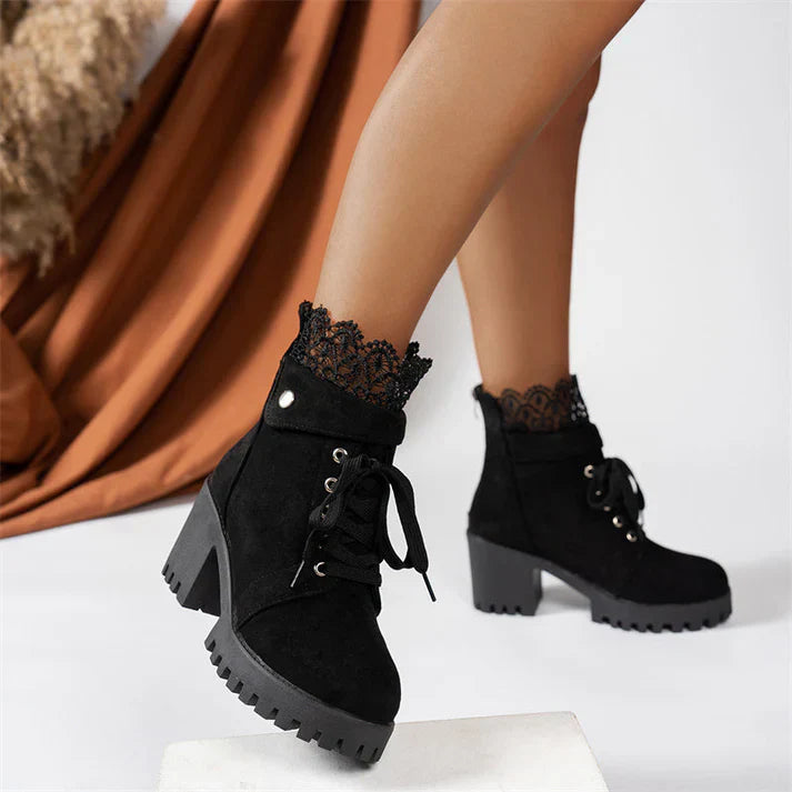 Tania - Lace-Up Chunky-Heel Ankle Boots