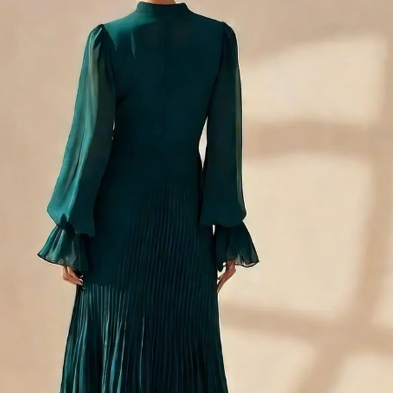 Camilla - Elegant Pleated Midi Dress with Ruffles