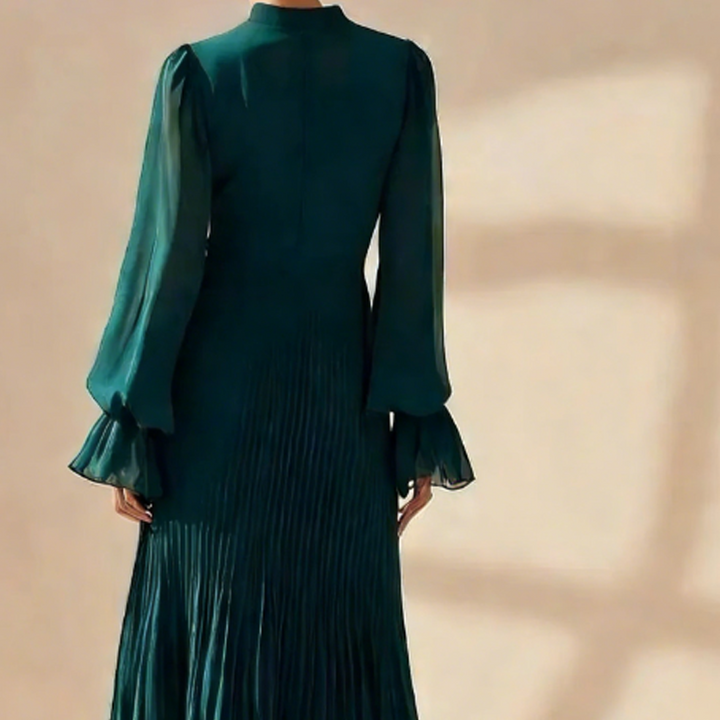 Camilla - Elegant Pleated Midi Dress with Ruffles