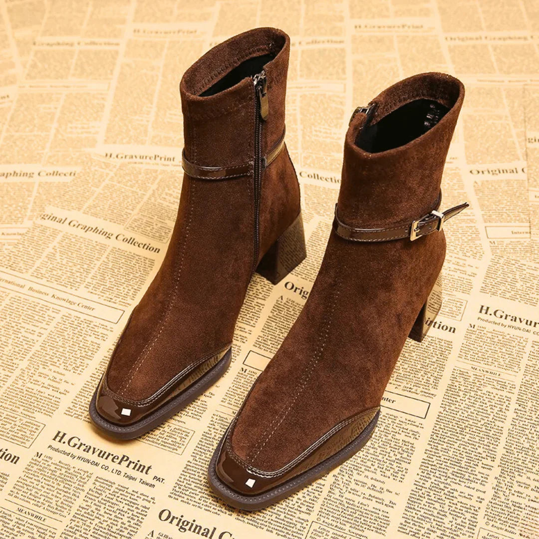 Avenor - Faux-Suede Buckle Ankle Boots